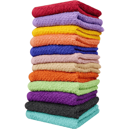 Cotton Washcloths (12 x 12 Inches) - | 100% Cotton | 500 GSM (Textured) | Pack of 12