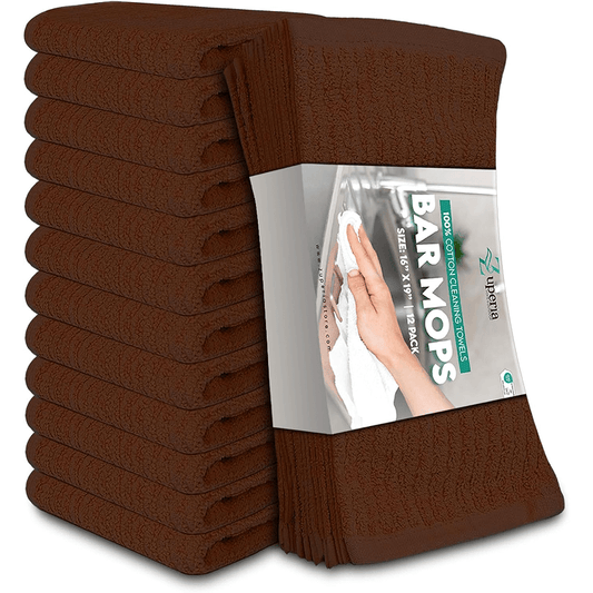 Bar Mop Towels Brown – 16" x 19" | 100% Ring-Spun Cotton | 32 Oz per Dzn