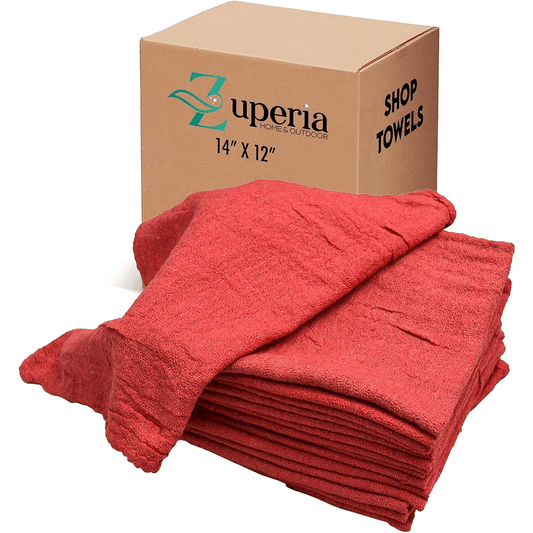 Shop Towels Red – 14" x 12" | Cotton Cleaning Rags | 8.81 Lbs per 100Pk