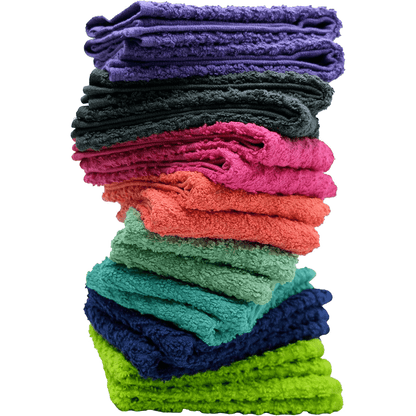 Zigzag Cotton Washcloths (12 x 12 Inches) - | 100% Cotton | 500 GSM | Pack of 24