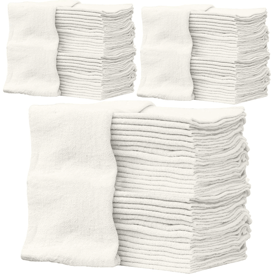 Shop Towels White – 14" x 12" | Cotton Cleaning Rags | 8.81 Lbs per 100Pk
