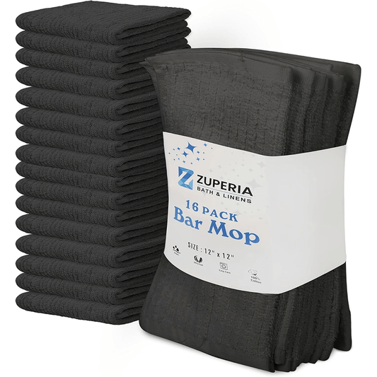 Premium Ribbed Bar Mops Grey – | 100% Cotton | 12" x 12" | 20 Oz per Dzn