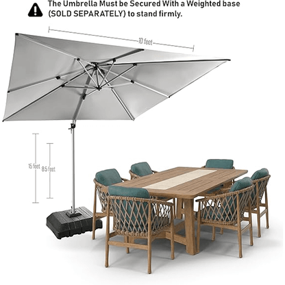 Cantilever Patio Umbrella (10x10 ft, Navy, Solar LED)