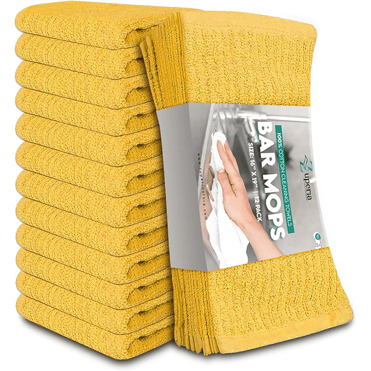 Bar Mop Towels Yellow – 16" x 19" | 100% Ring-Spun Cotton | 32 Oz per Dzn