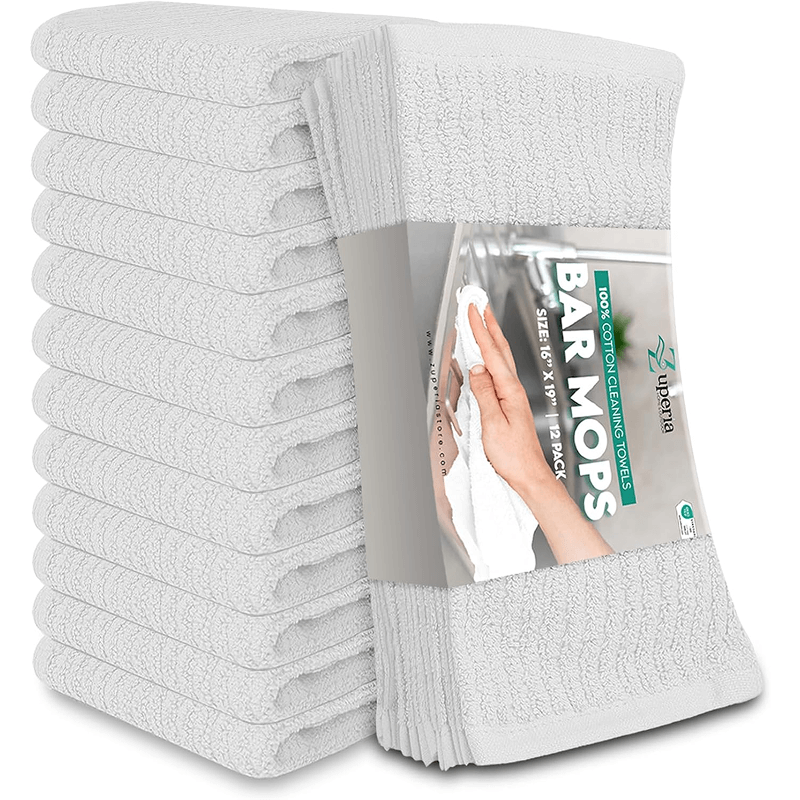 Bar Mop Towels White – 16" x 19" | 100% Ring-Spun Cotton | 32 Oz per Dzn