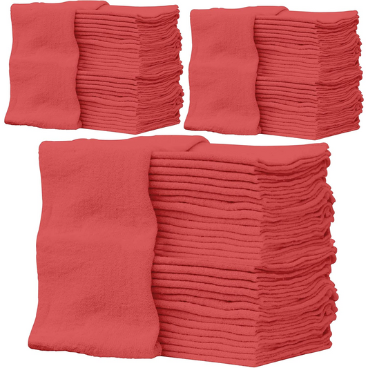 Shop Towels Red – 14" x 12" | Cotton Cleaning Rags | 8.81 Lbs per 100Pk