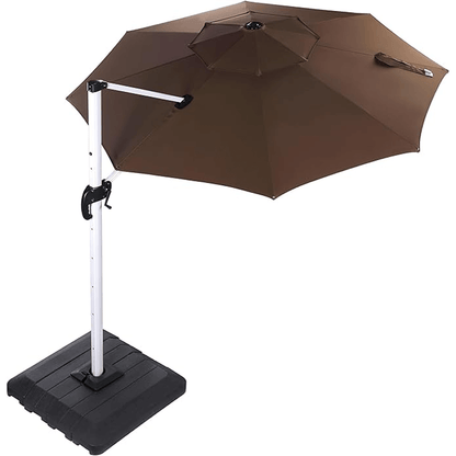 10 Feet Round Patio Umbrella with Solar Powered LED Lights (Coffee)