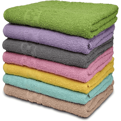 Multicolor Bath Towels (30x54 Inches) – 100% Cotton | 450 GSM | Pack of 7