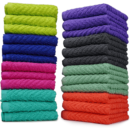 Zigzag Cotton Washcloths (12 x 12 Inches) - | 100% Cotton | 500 GSM | Pack of 24