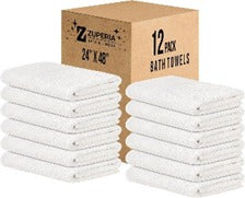 Bulk White Bath Towels – 24" x 48" | 100% Cotton | 400 GSM