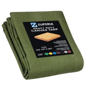 12 x 20 Olive Green Polyester Canvas Tarps - 14 Oz/ft