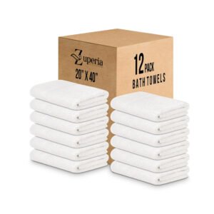 Economy White Bath Towels 20 x 40 Inches - 4.5 lbs/dz