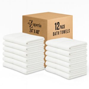 Standard White Bath Towels 24 x 48 Inches - 7.5 lbs/dz