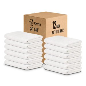 Economy White Bath Towels 24 x 48 Inches - 6.5 lbs/dz