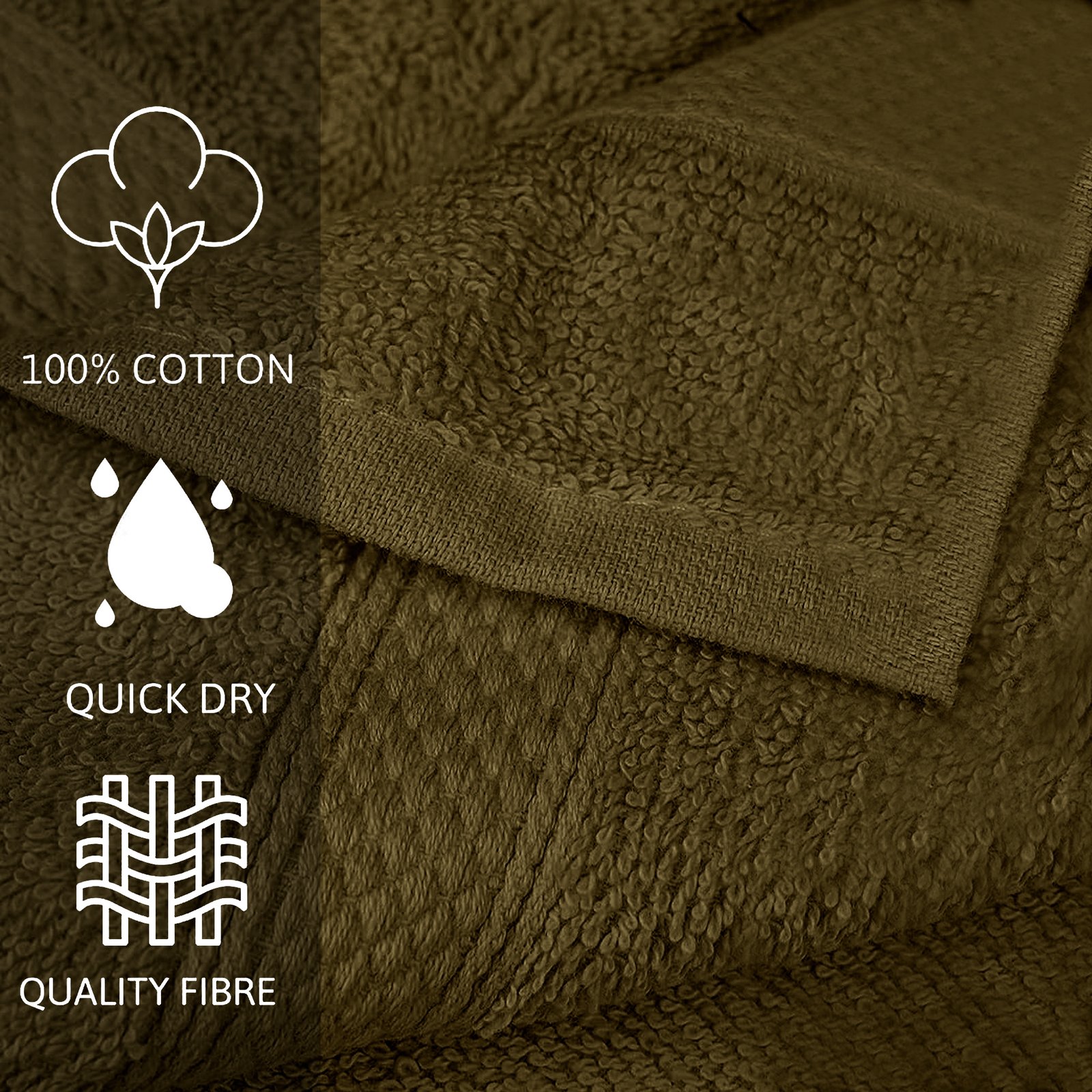 Premium Olive Green Hand towels 16 x 28 Inches - 4lbs/dz (6 Pack) - Image 3