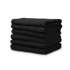 Premium Black Bath Towels 27 x 54 Inches - 500 GSM (6 Pack)
