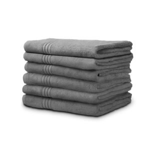 Premium Grey Bath Towels 27 x 54 Inches - 500 GSM (6 Pack)