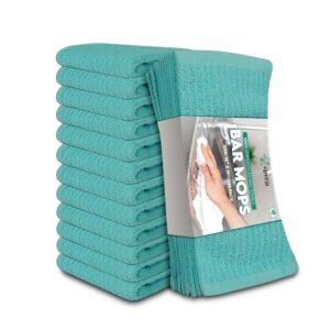 16 x 19 Premium Aqua Ribbed Barmop Towels - 32 Oz/dz