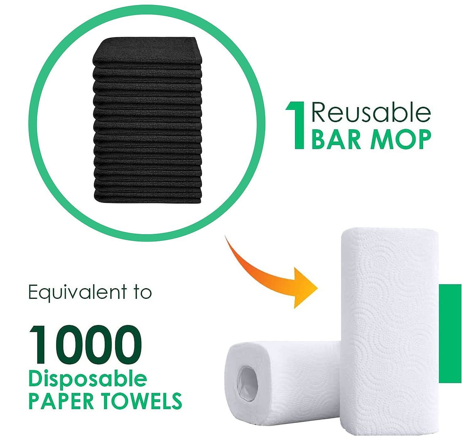 16 x 19 Premium Grey Ribbed Barmop Towels - 32 Oz/dz - Image 8