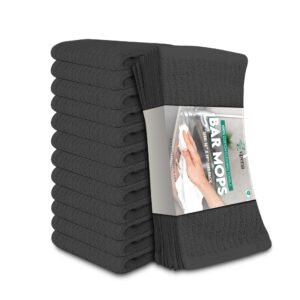 16 x 19 Premium Grey Ribbed Barmop Towels - 32 Oz/dz
