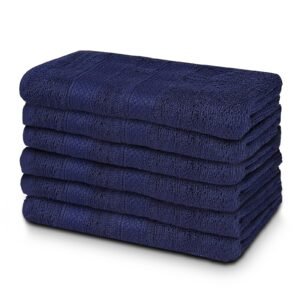 Premium Navy Blue Hand towels 16 x 28 Inches - 4lbs/dz (6 Pack)
