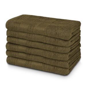 Premium Olive Green Hand towels 16 x 28 Inches - 4lbs/dz (6 Pack)