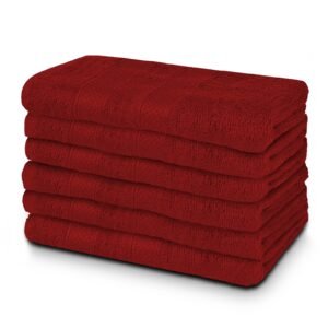 Premium Burgundy Hand towels 16 x 28 Inches - 4lbs/dz (6 Pack)