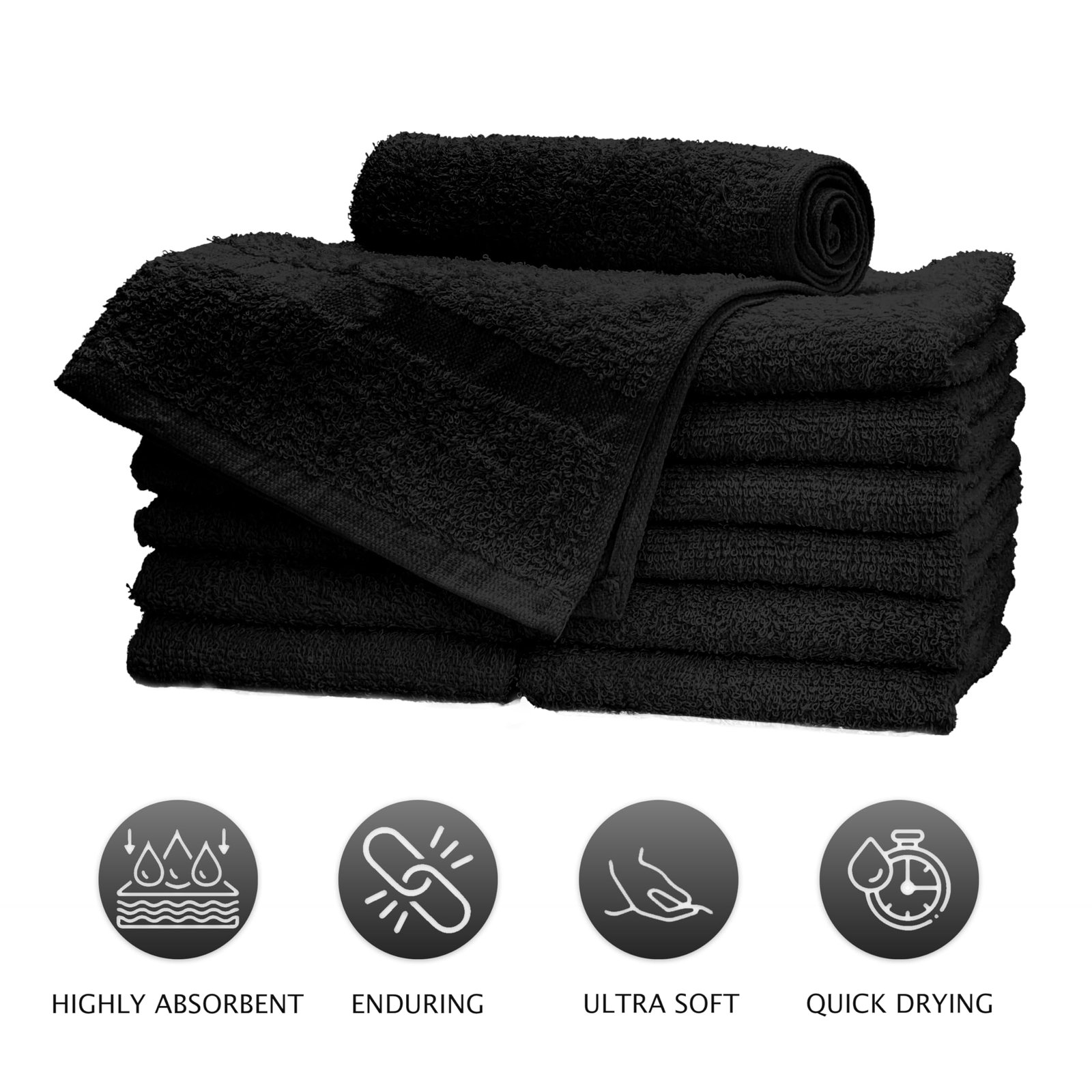 Black Salon towels 16 x 27 - 450 GSM (12 Pack) - Image 2