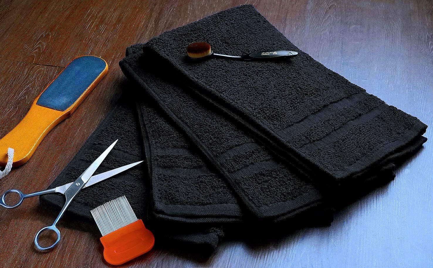 Black Salon towels 16 x 27 - 450 GSM (12 Pack) - Image 3