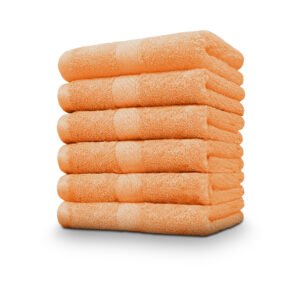 Premium Orange Washcloths 12 x 12 Inches - 500 GSM (6 Pack)