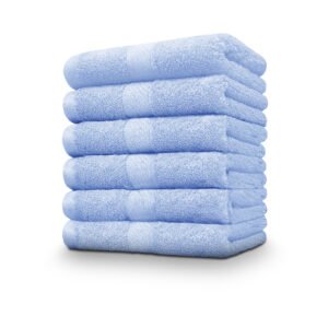 Premium Sky Blue Washcloths 12 x 12 Inches - 500 GSM (6 Pack)